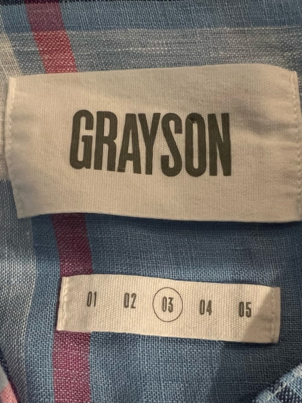 GRAYSON| The Hero Linen Shirt Blue Plaid Button Down Large Preppy - Picture 5 of 11